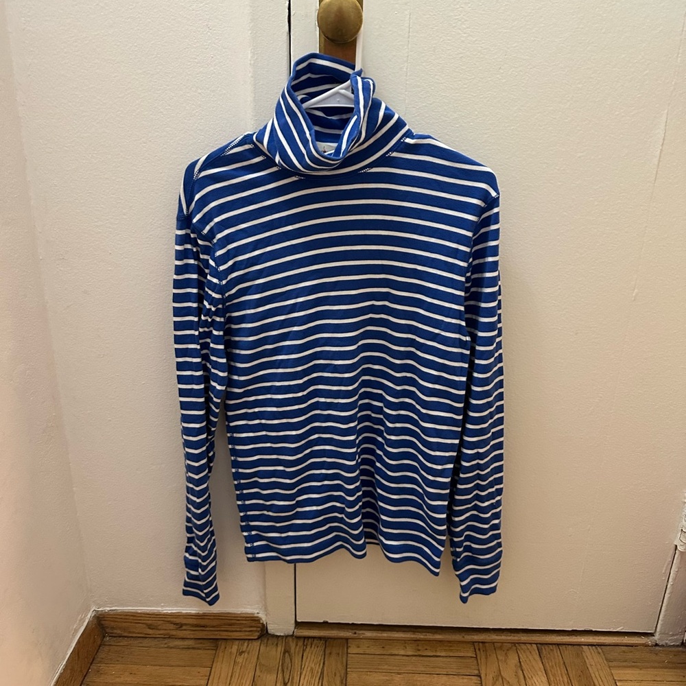 J. Crew Blue and White Turtleneck S